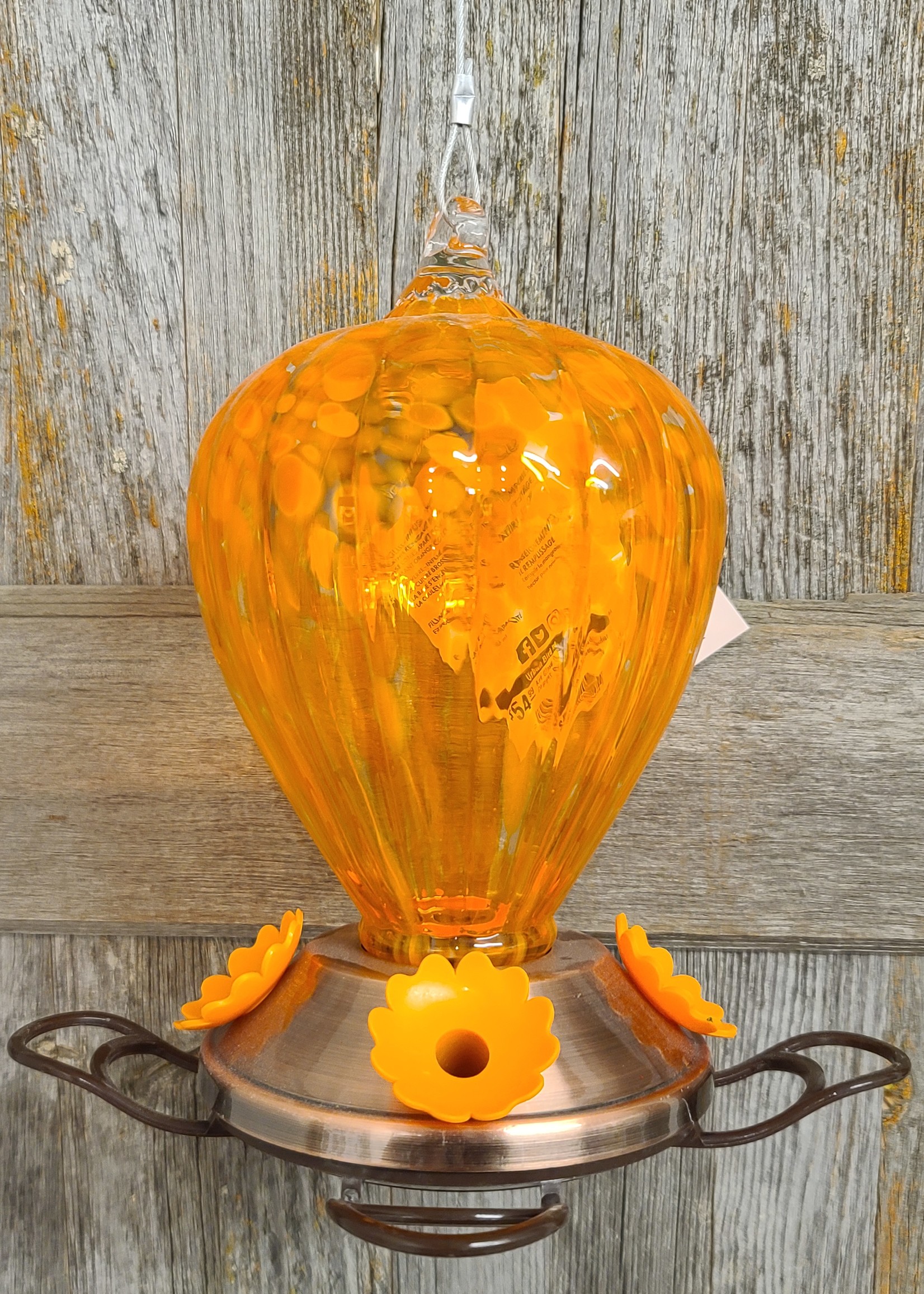 Glass Oriole Feeder with Copper Plated Base