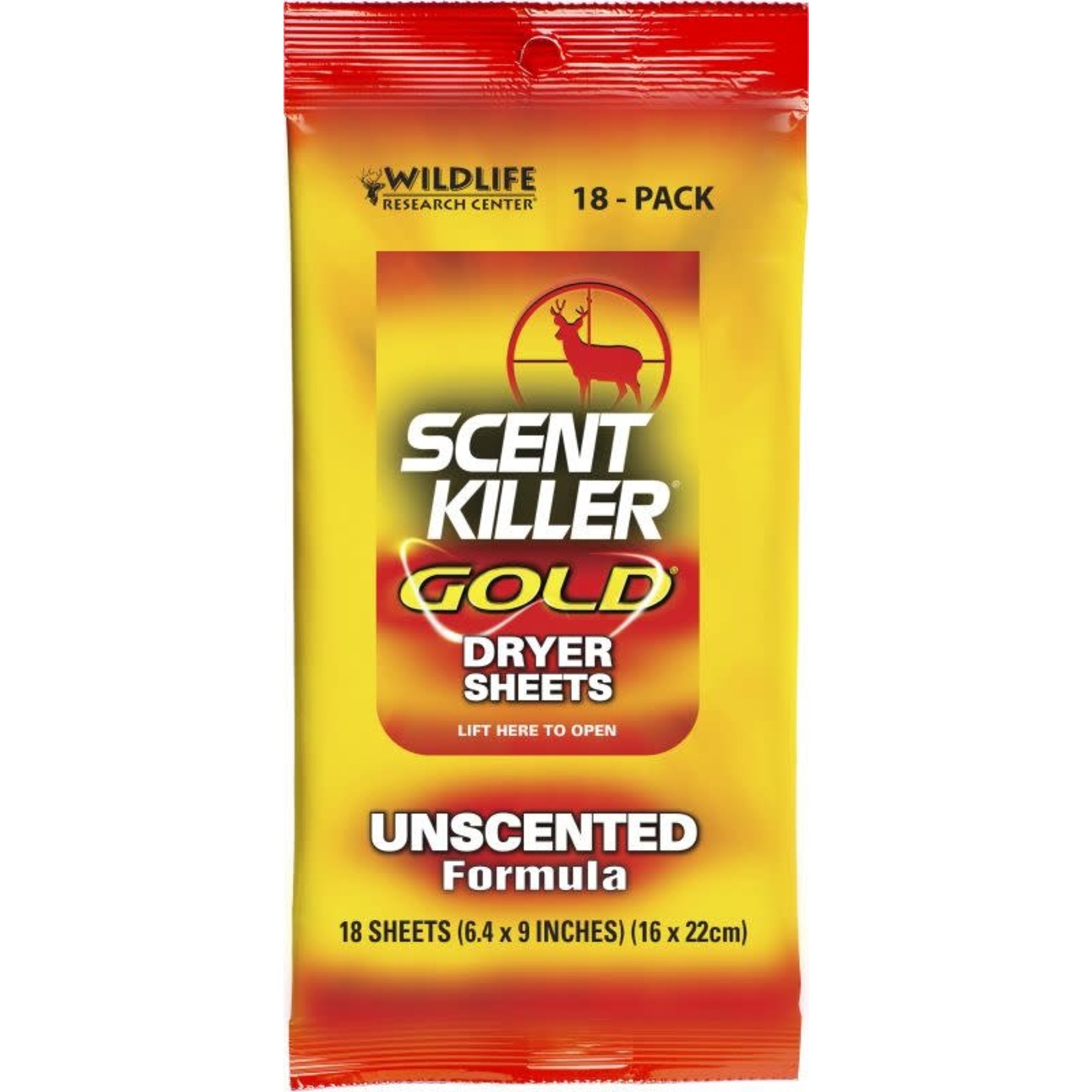 Wildlife Research Center Scent Killer Gold Dryer Sheets Unscented 18-Pack