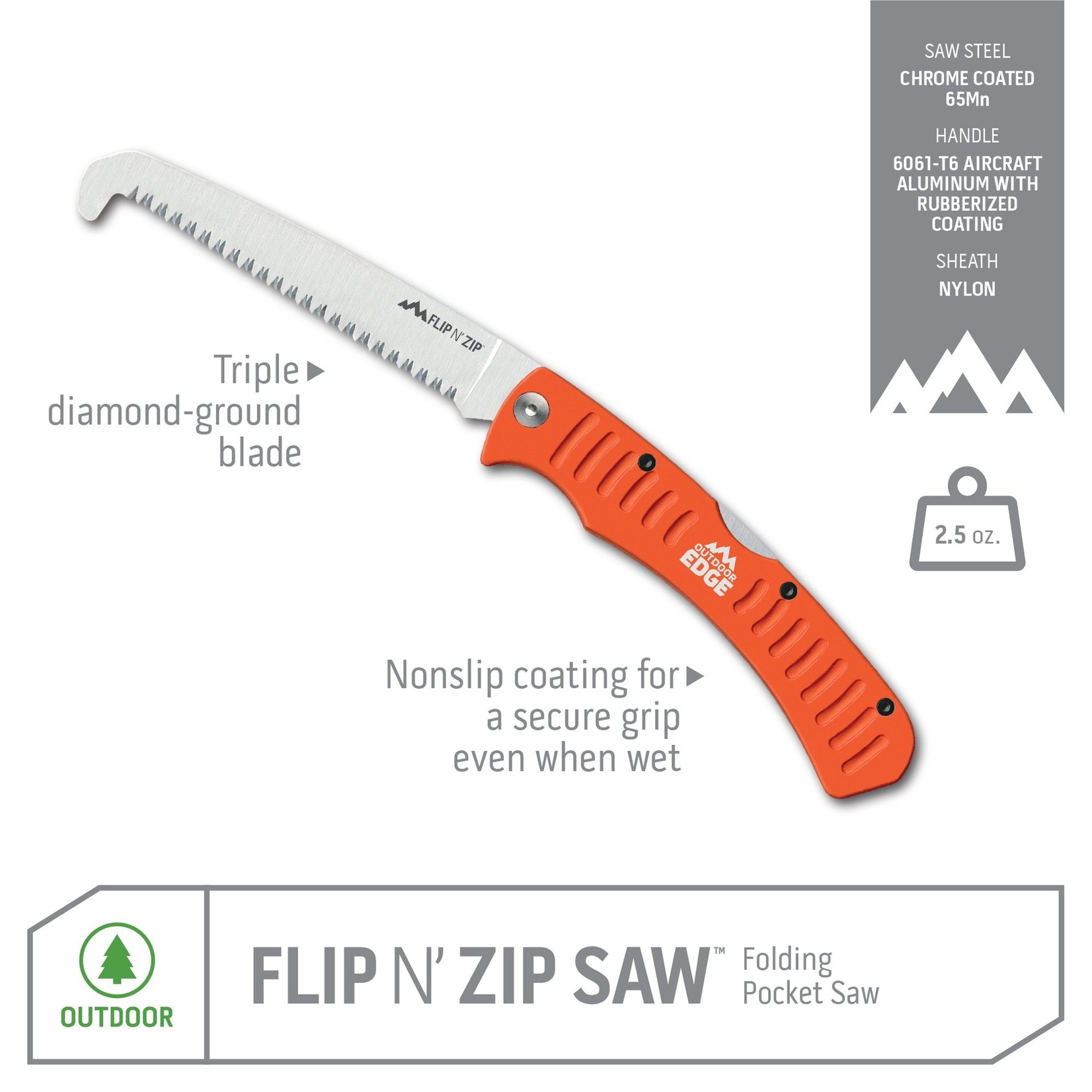 Outdoor Edge FLIP N' ZIP SAW (Orange)  - 4.5" Blade