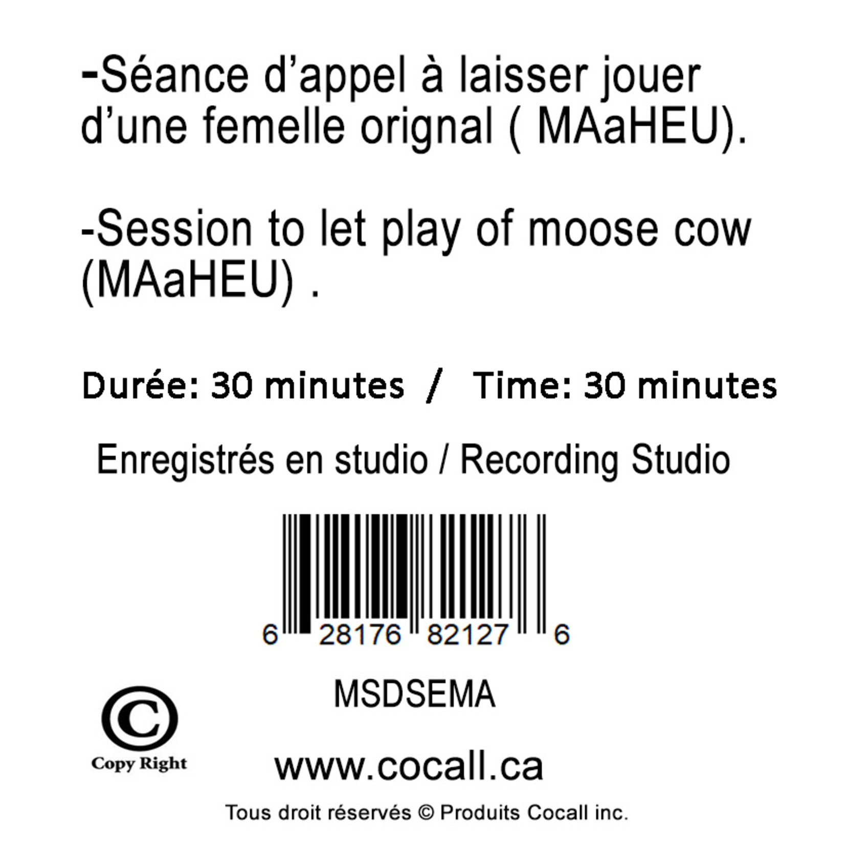 Cocall Carte d'orignal séance Femelle MAaHEU