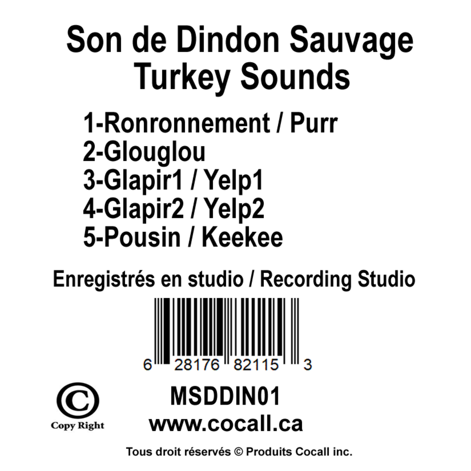 Cocall Carte De Dindon sauvage