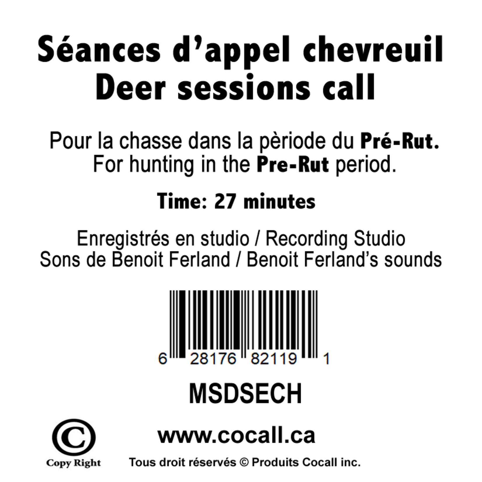 Cocall PRE-RUT Session Deer Card