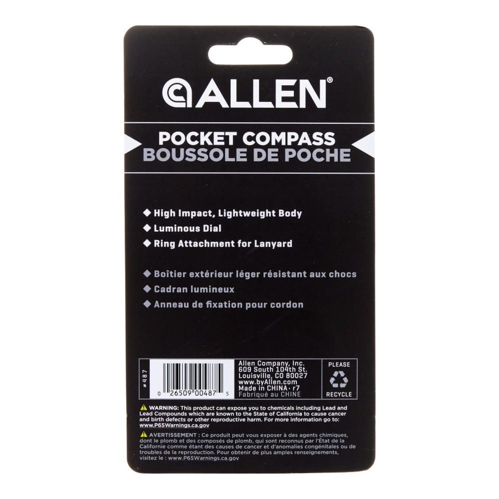 Allen Boussole de poche avec couvercle, orange