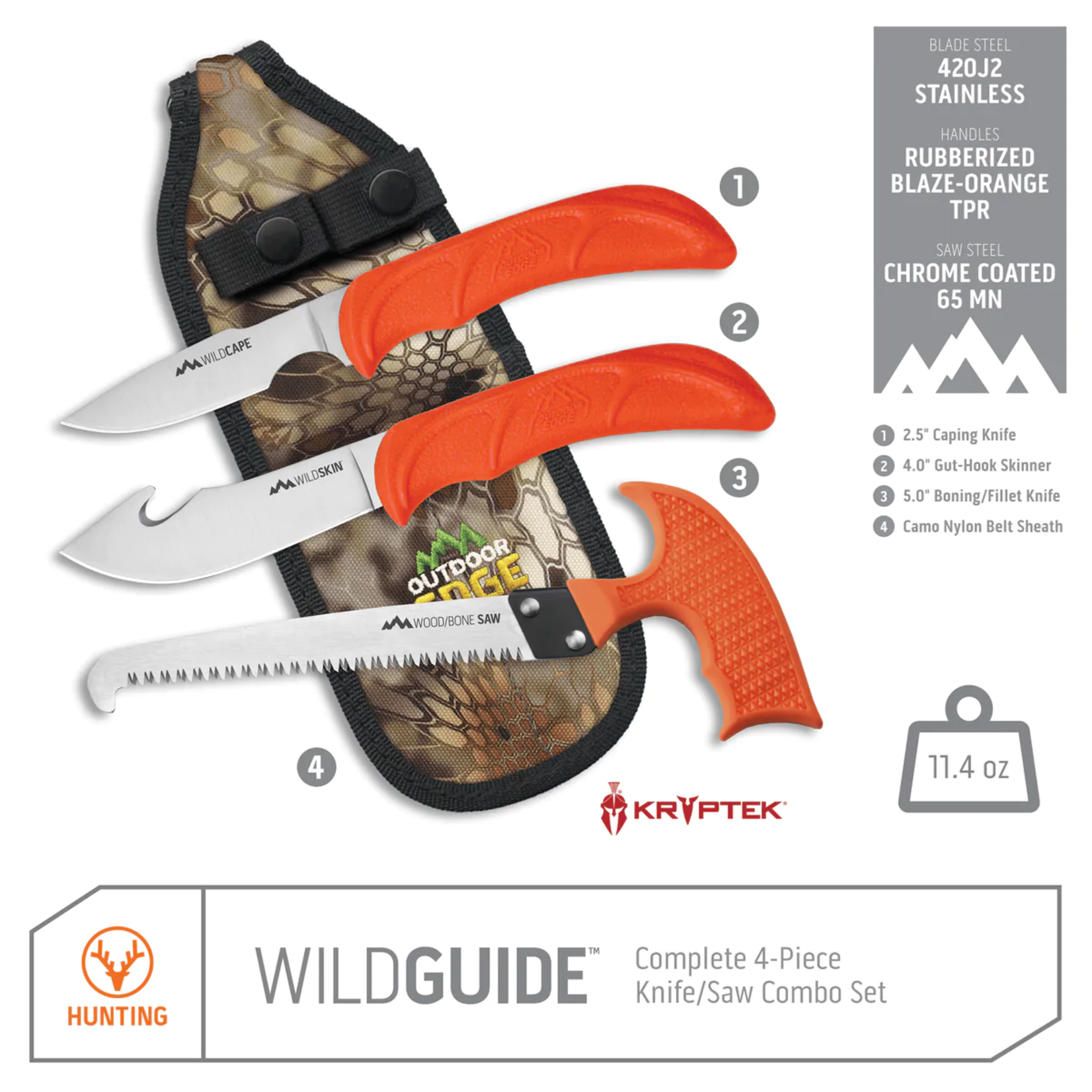 Outdoor Edge Combo Couteau à dépecer / à écorcher / Scie Outdoor Edge WILDGUIDE