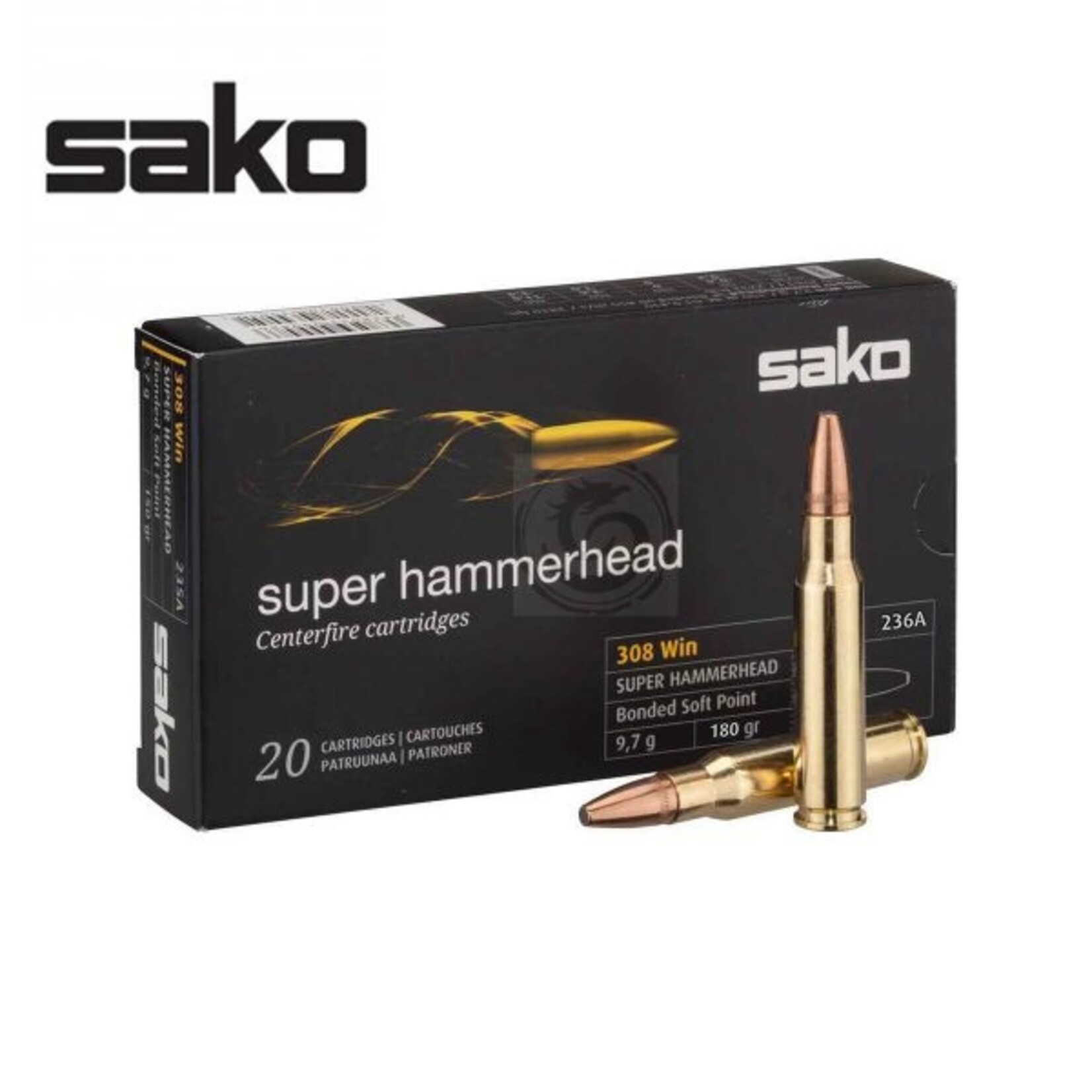 Sako Cartridges SAKO 308 WIN Super Hammerhead SPBT 180gr