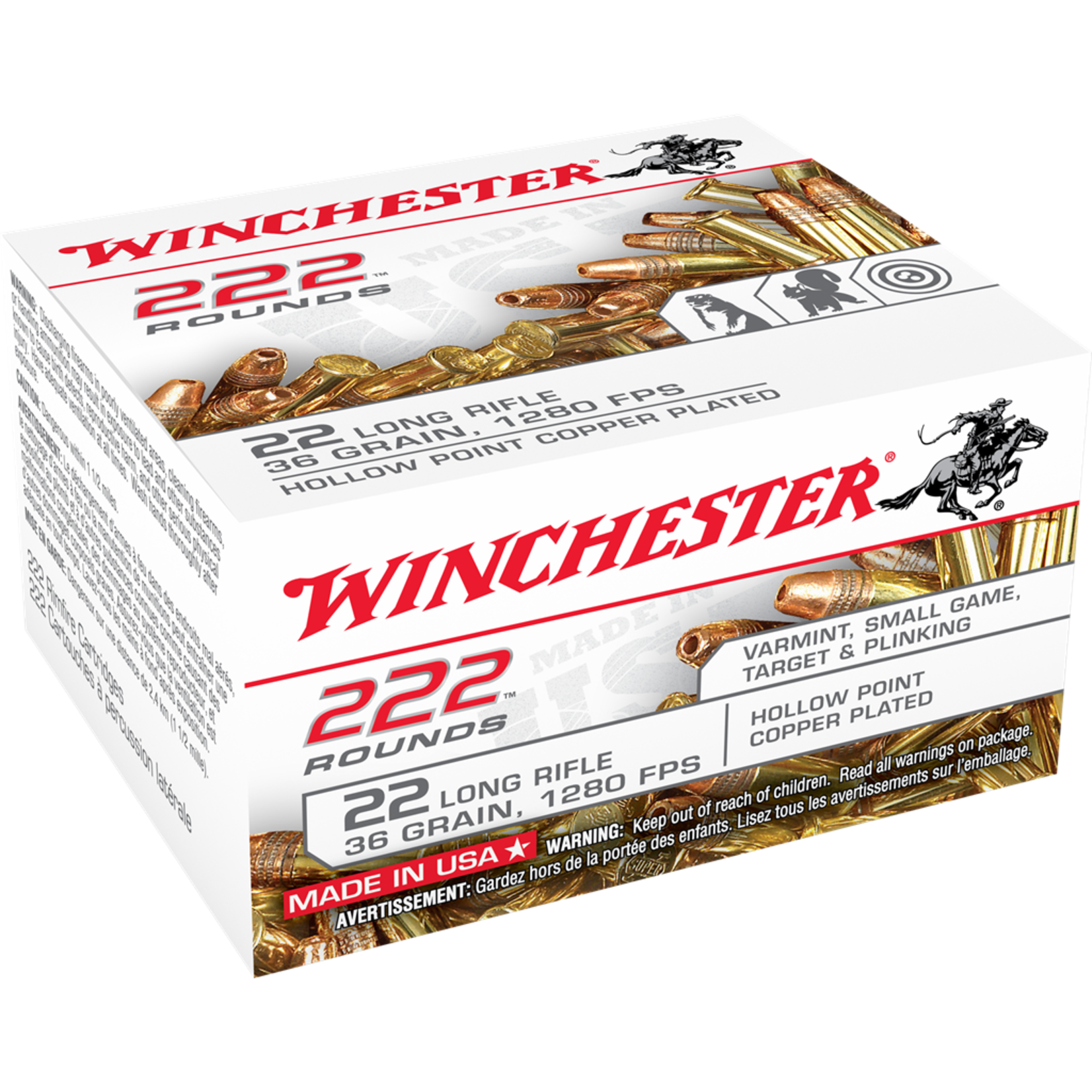 Winchester 222 PACK 22LR 36GR COPPER PLATED HEAD