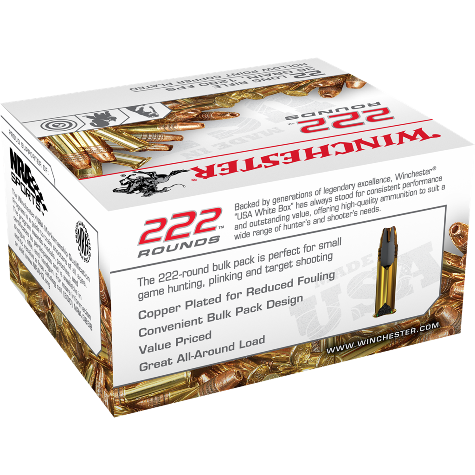 Winchester 222 PACK 22LR 36GR COPPER PLATED HEAD