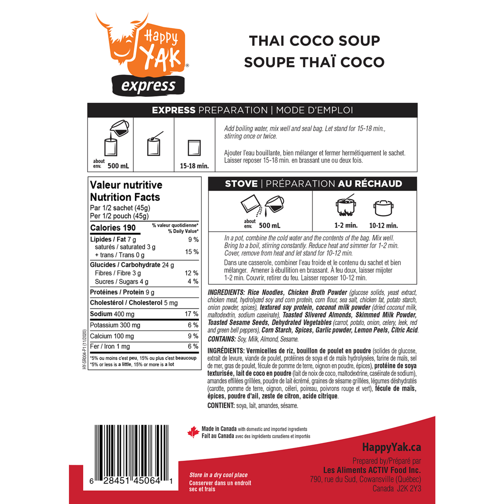 Happy Yak Happy Yak Soupe Thai Coco