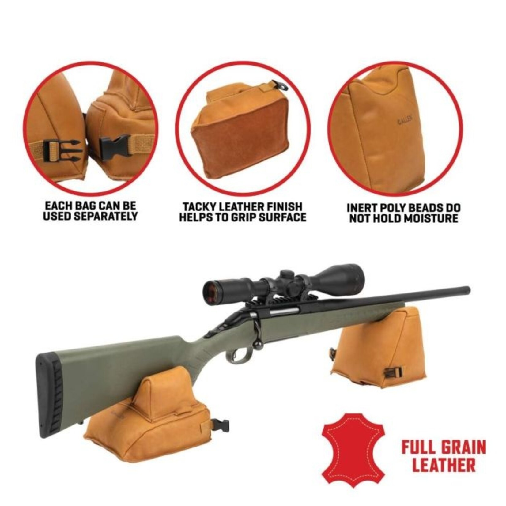 Allen Allen Longmont Leather Filled Front/Rear Shooting Rest Combo
