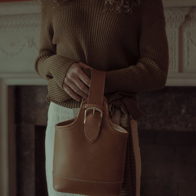 Leather Envelope Clutch, Saddle Tan