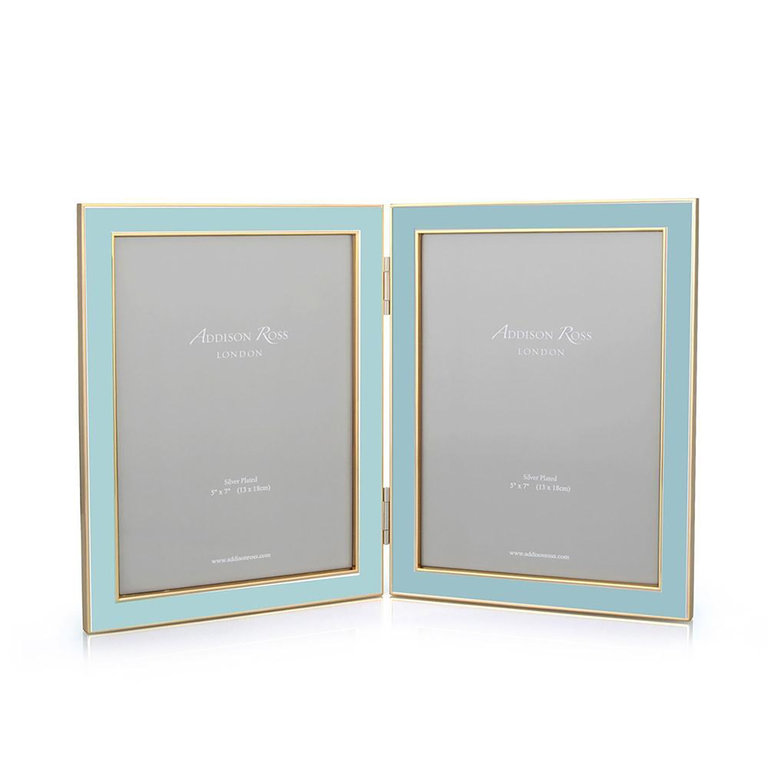 Enamel & Gold Double Photo Frame