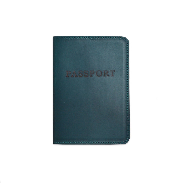Dreamers Supply Company Leather Passport Cover, Prussian Blue