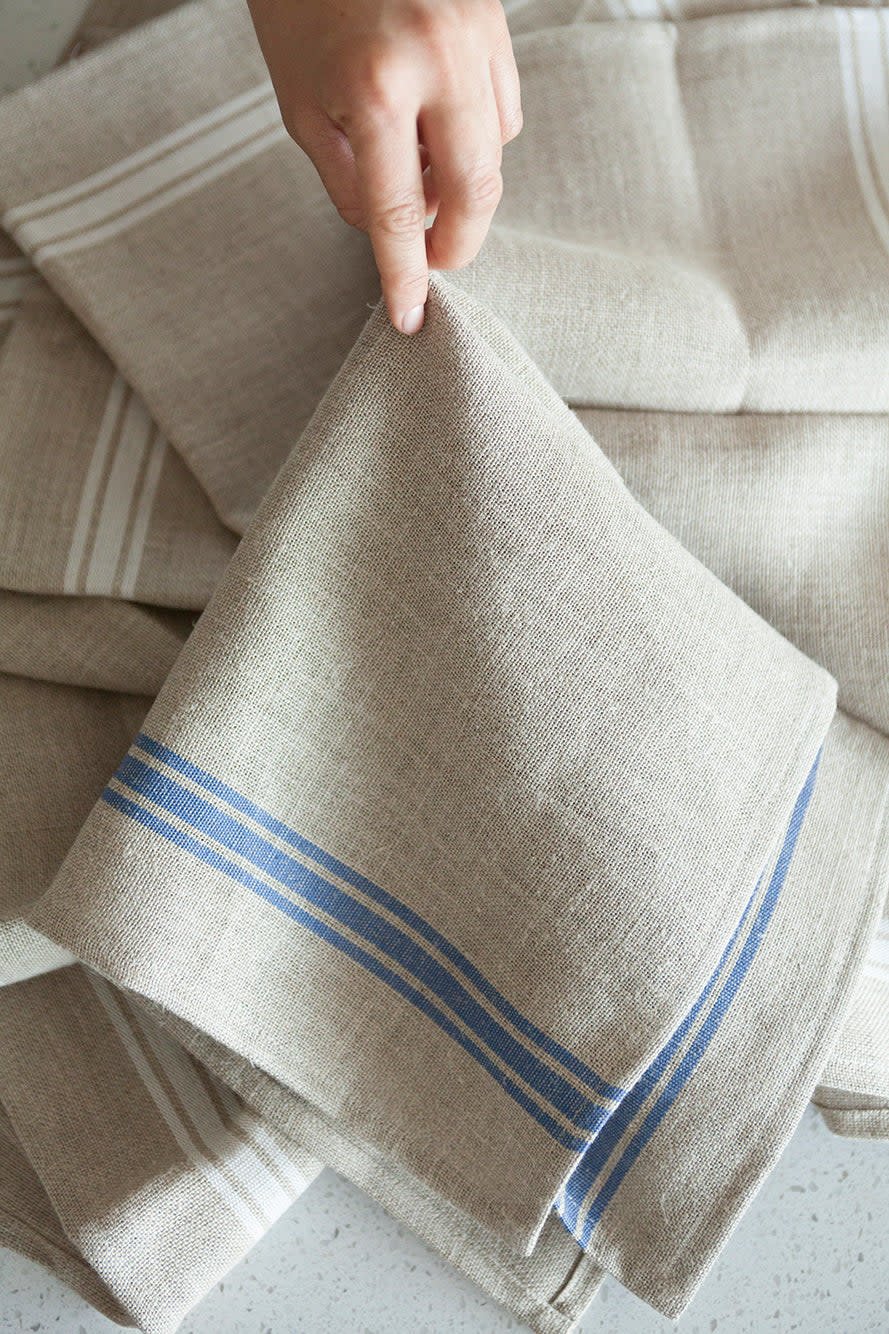 Linen Tea Towel | Brown Stripe