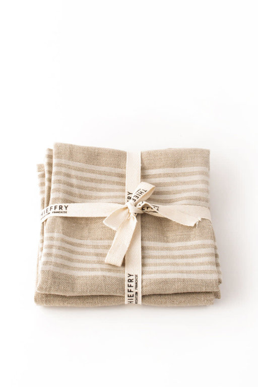Monogramme Dish Towel Set Linen White & Natural