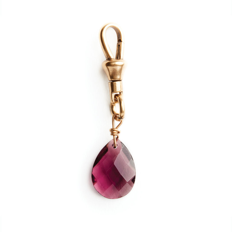 Fallen Aristocrat Amethyst-Colored  Stone Drop Charm