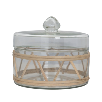 Rattan Round Glass Jar