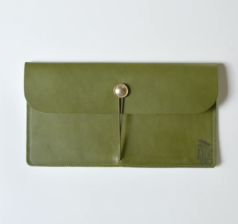 Dreamers Supply Company Leather Envelope Clutch | Olive