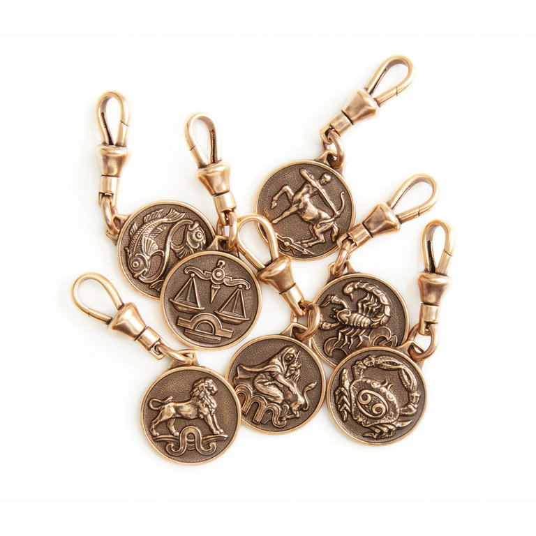 Fallen Aristocrat Antiqued Gold Zodiac Charms