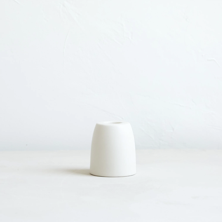 White Ceramic Cone Candle Holder