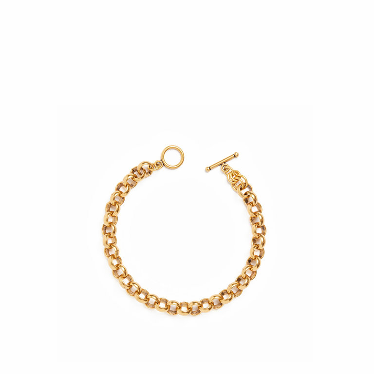 Fallen Aristocrat Rolo Chain Bracelet, Antiqued Gold