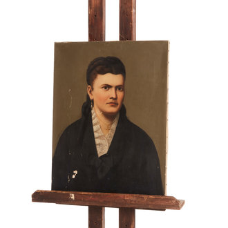 Victorian Oil Painting of a Somber Woman