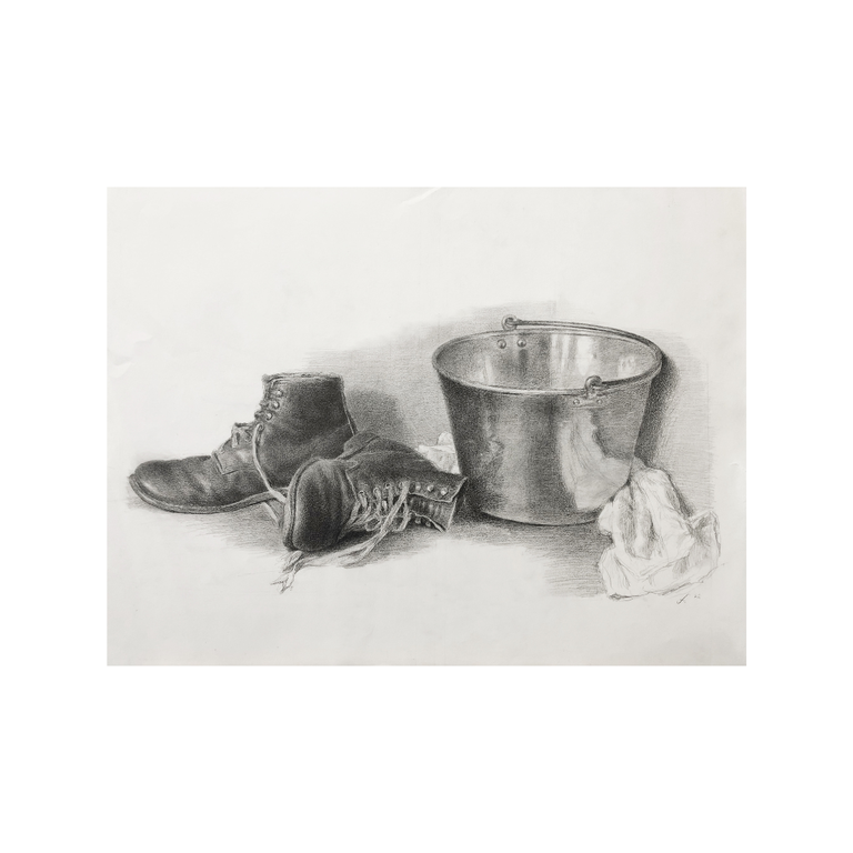 Study for 'Field Boots' — Pencil on Paper by Seth Fite