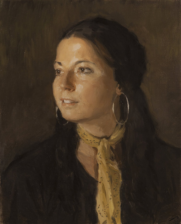 Italian Woman with a Scarf — Oil Painting by Seth Fite