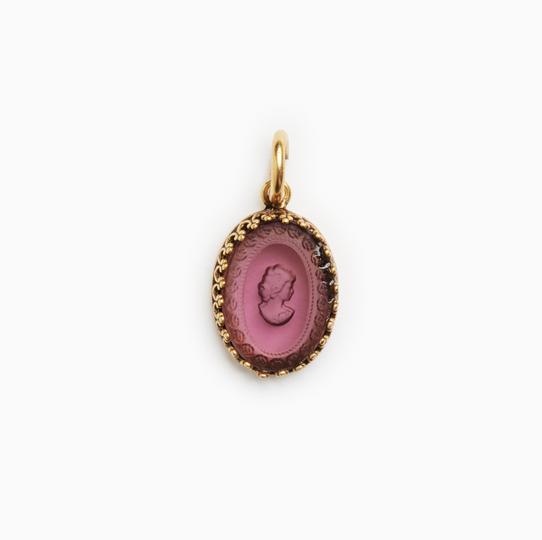 Fallen Aristocrat Violet Glass Cameo Charm