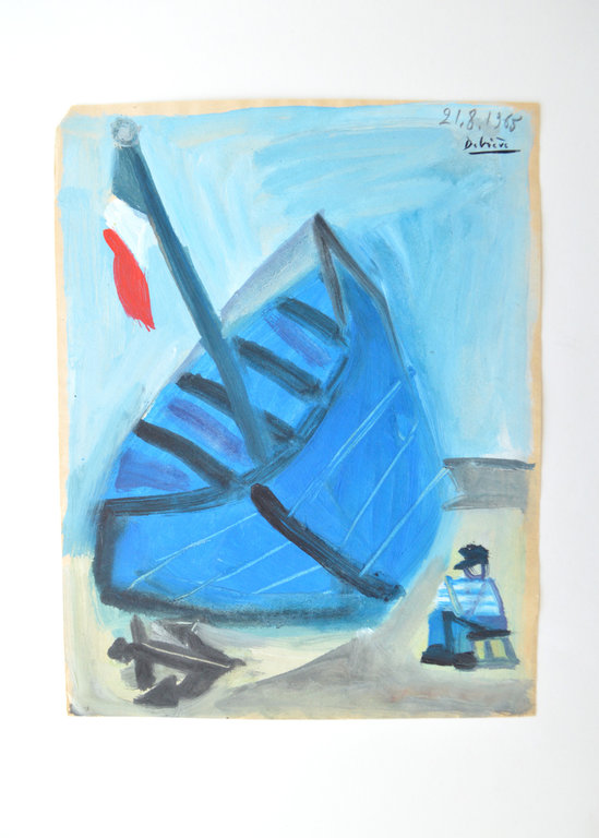 Raymond Debiève Framed Le Bateau Bleu (The Blue Boat), 1965