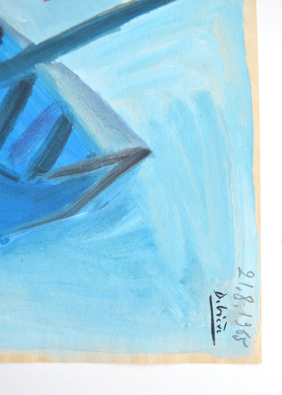 Raymond Debiève Framed Le Bateau Bleu (The Blue Boat), 1965