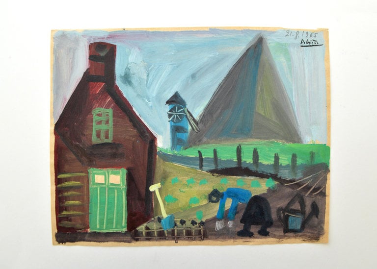 Raymond Debiève Framed La Ferme Solitaire (The Lonely Farm), 1965