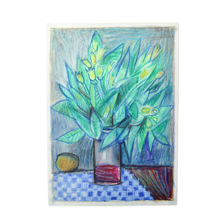Raymond Debiève Framed Tulipes Jaunes (Yellow Tulips), 1986