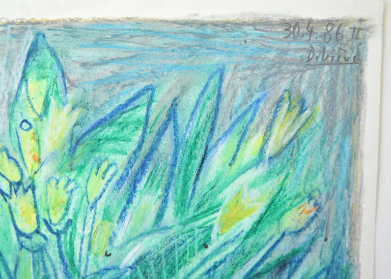 Raymond Debiève Framed Tulipes Jaunes (Yellow Tulips), 1986