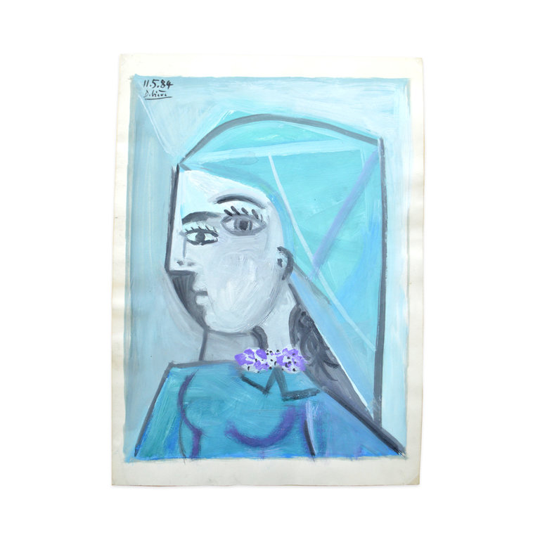Raymond Debiève Framed La Femme Bleue (Blue Woman), 1984