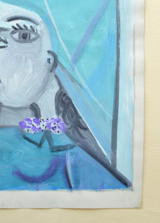 Raymond Debiève Framed La Femme Bleue (Blue Woman), 1984