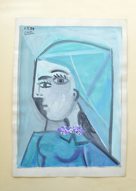Raymond Debiève Framed La Femme Bleue (Blue Woman), 1984