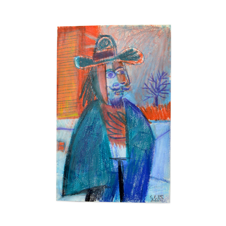 Raymond Debiève Framed Homme au Chapeau (Man in a Hat), 1985