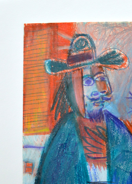 Raymond Debiève Framed Homme au Chapeau (Man in a Hat), 1985