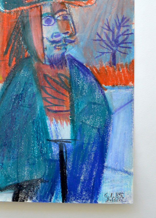 Raymond Debiève Framed Homme au Chapeau (Man in a Hat), 1985