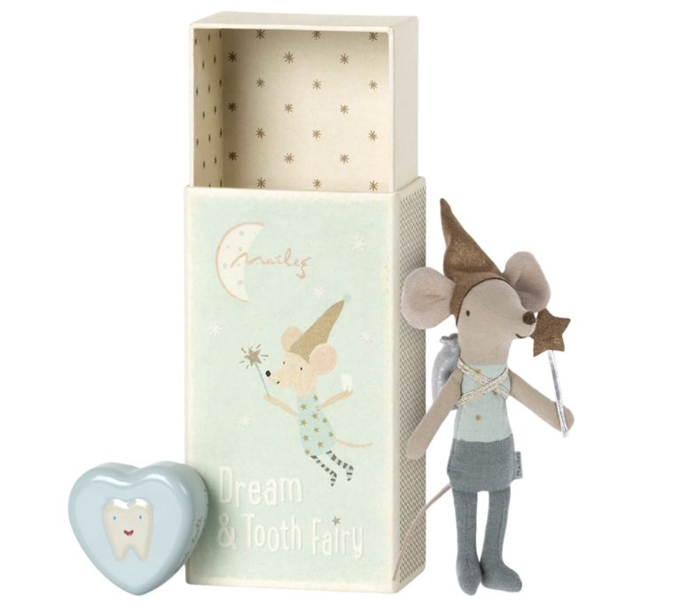 Maileg Blue Tooth Fairy Mouse in Matchbox