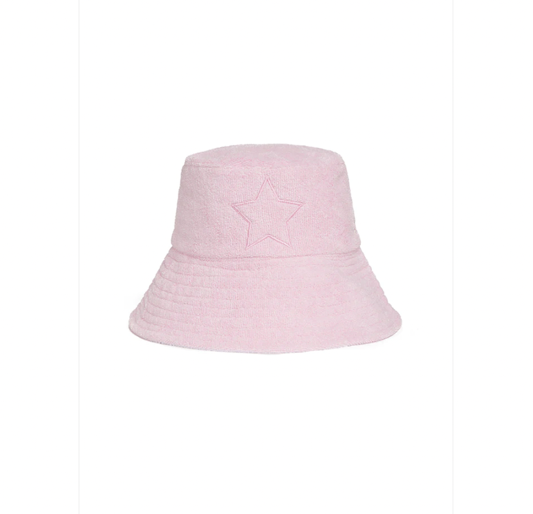 Pink Terry Reversible Hat With Star