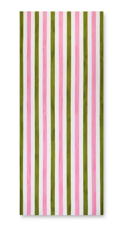 Pink and Green Striped Tablecloth