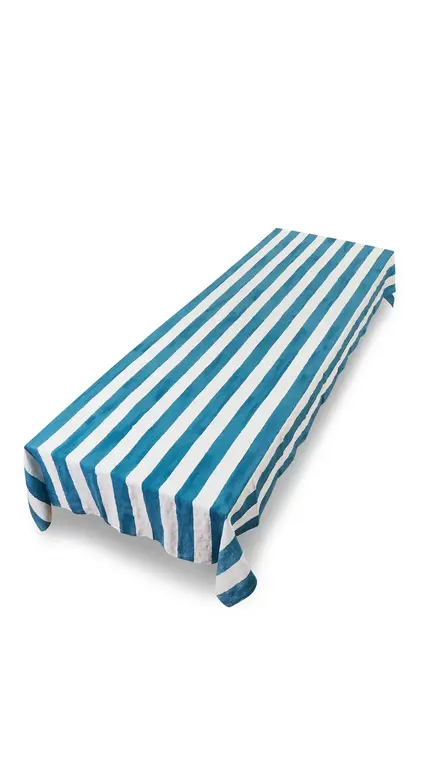 Blue and White Striped Tablecloth