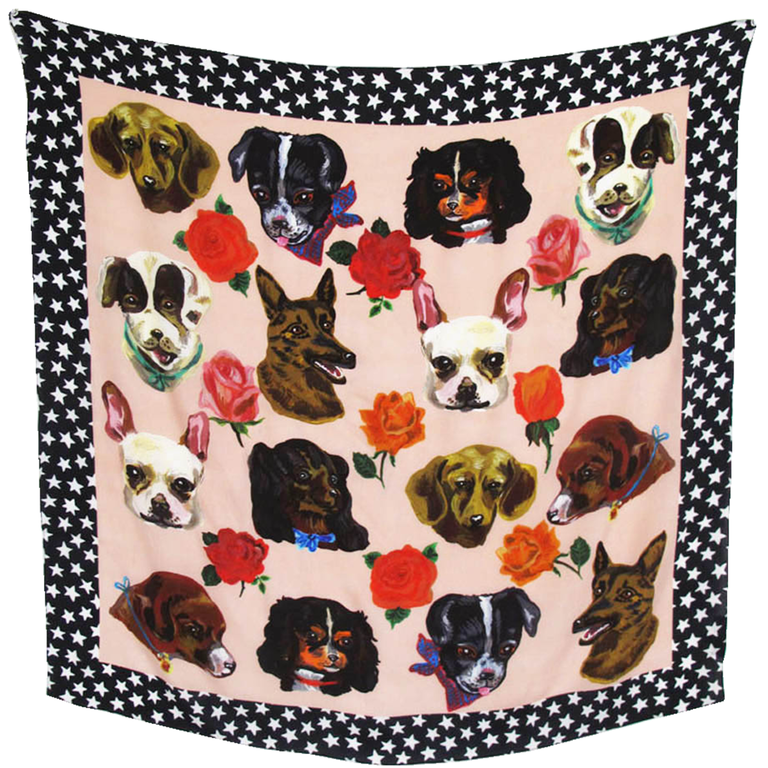 Dogs, Silk Scarf by Nathalie Lete