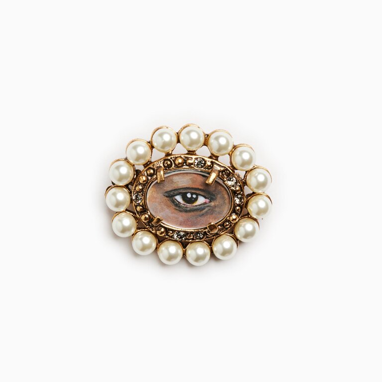 Fallen Aristocrat Pearl Lover’s Eye Brooch, Black Iris
