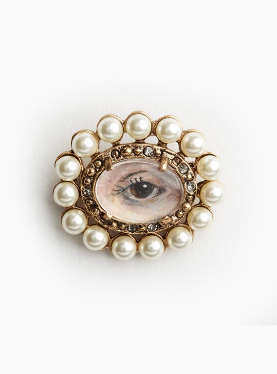 Fallen Aristocrat Pearl Lover’s Eye Brooch, Brown Iris