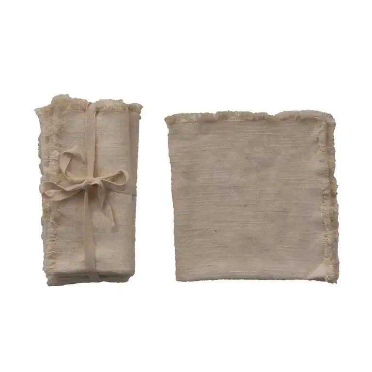 Square Linen Napkins with Fringe