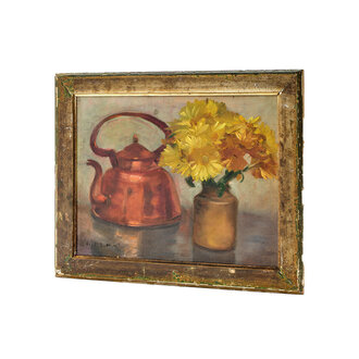 Copper Kettle Still Life, Oil, Framed Painting