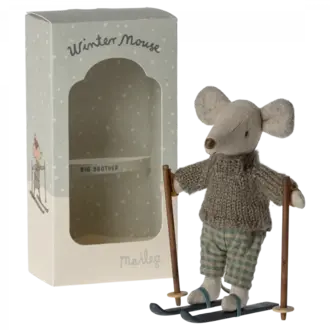 Maileg Winter Mouse With Ski Set, Big brother