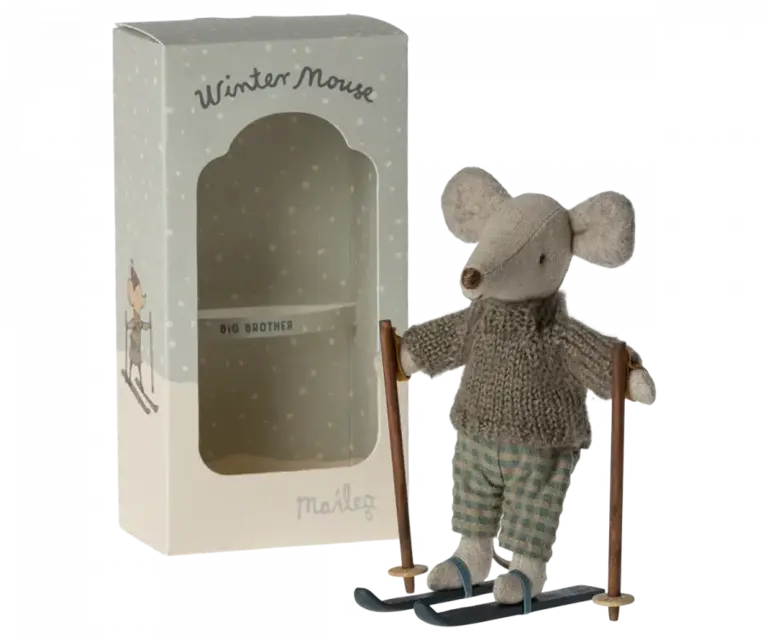 Maileg Winter Mouse With Ski Set, Big brother